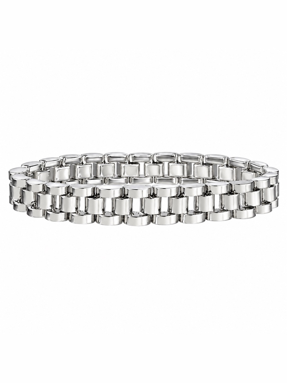 Classic Polished Silver Women's Multi-Row Bracelet